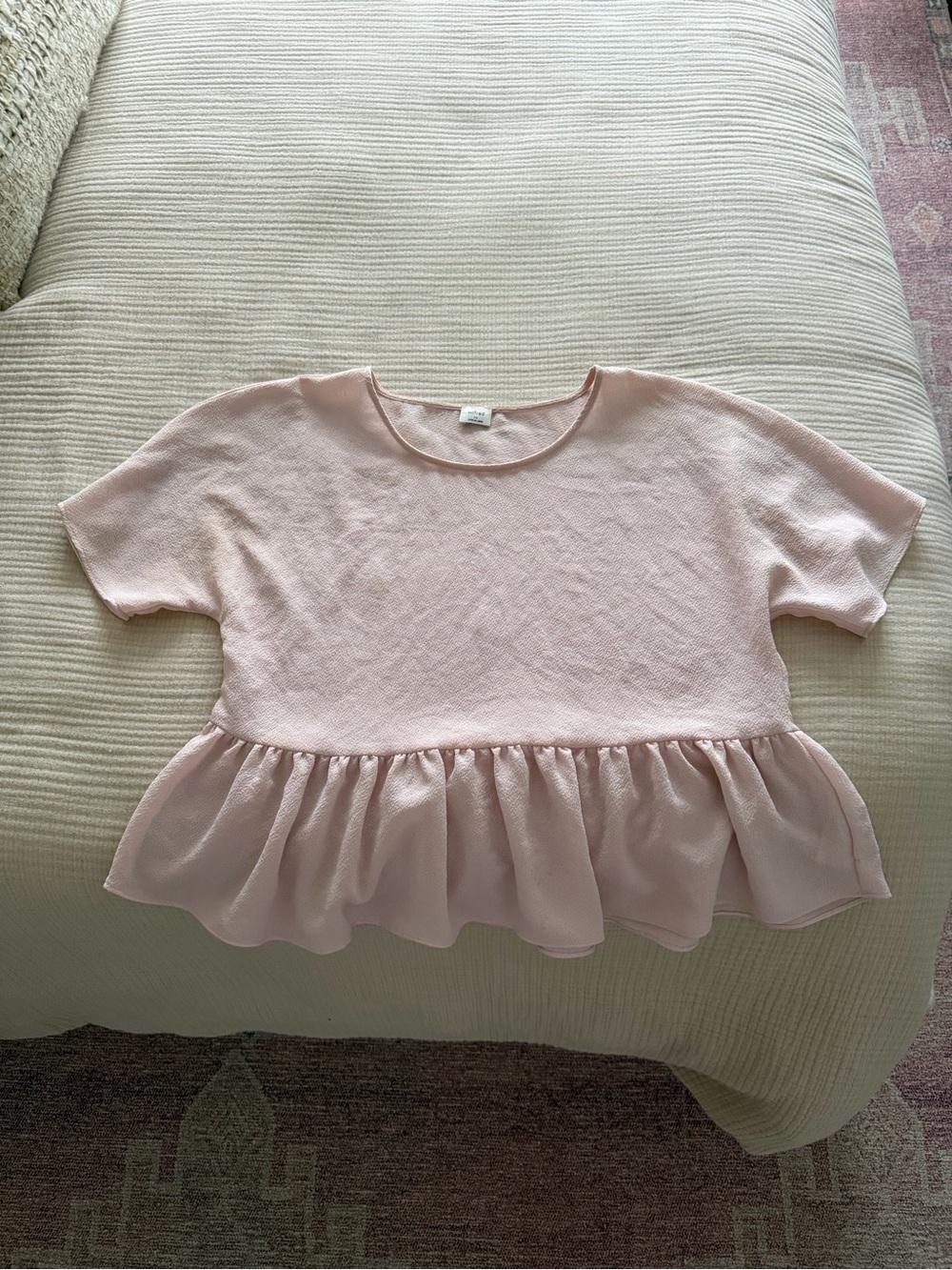 Wilfred Pale Pink Ruffle-Hem Peplum Top